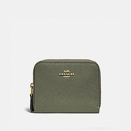 COACH SMALL DOUBLE ZIP AROUND WALLET - MILITARY GREEN MUTLI/GOLD - F76752