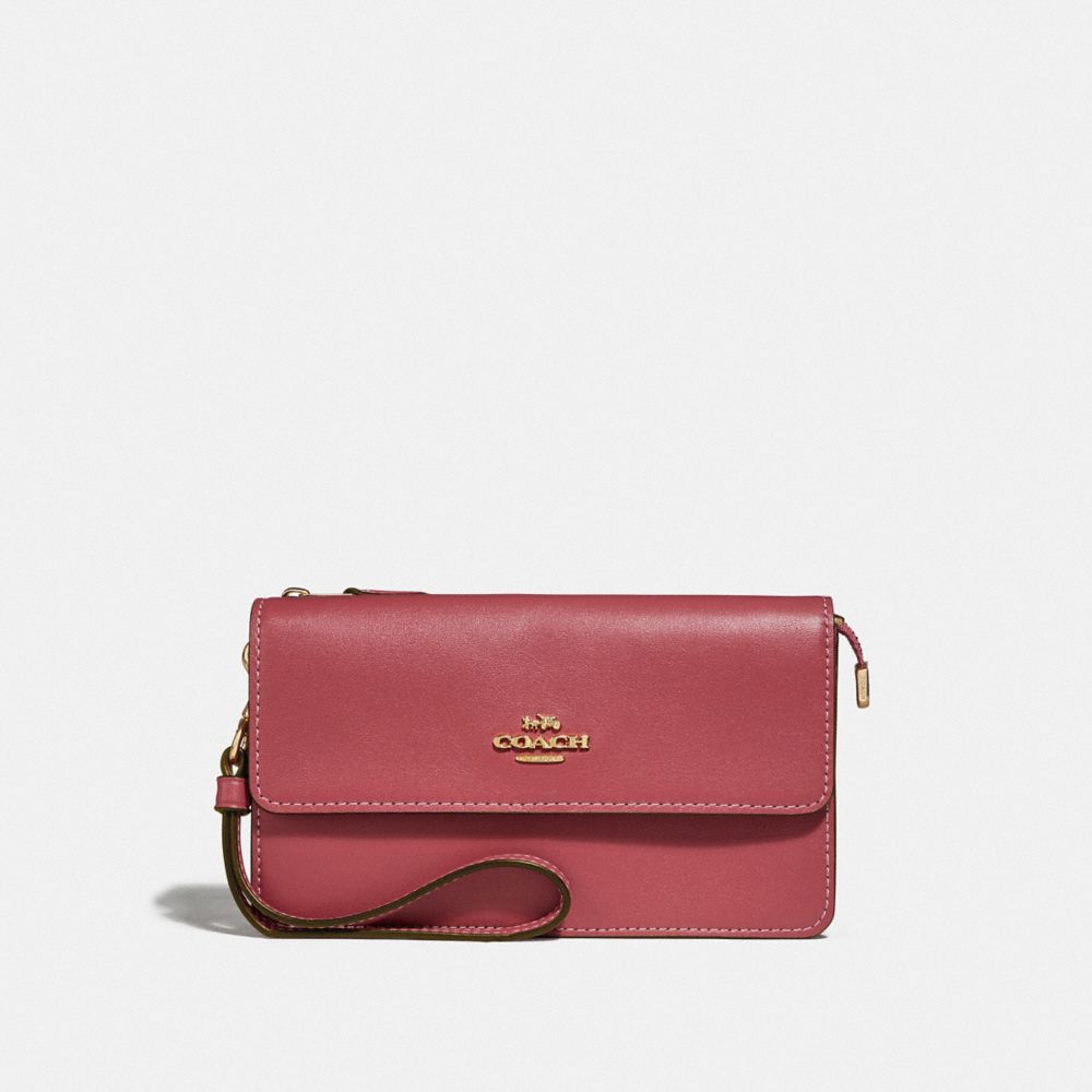 FOLDOVER WRISTLET WITH SIGNATURE CANVAS DETAIL - LIGHT KHAKI/ROUGE/GOLD - COACH F76757