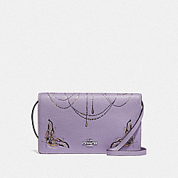 HAYDEN FOLDOVER CROSSBODY CLUTCH WITH CHELSEA ANIMATION - F76770 - LILAC MULTI/SILVER