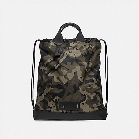 COACH TERRAIN DRAWSTRING BACKPACK WITH CAMO PRINT - GREEN/BLACK ANTIQUE NICKEL - F76784