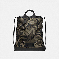 COACH F76784 Terrain Drawstring Backpack With Camo Print GREEN/BLACK ANTIQUE NICKEL