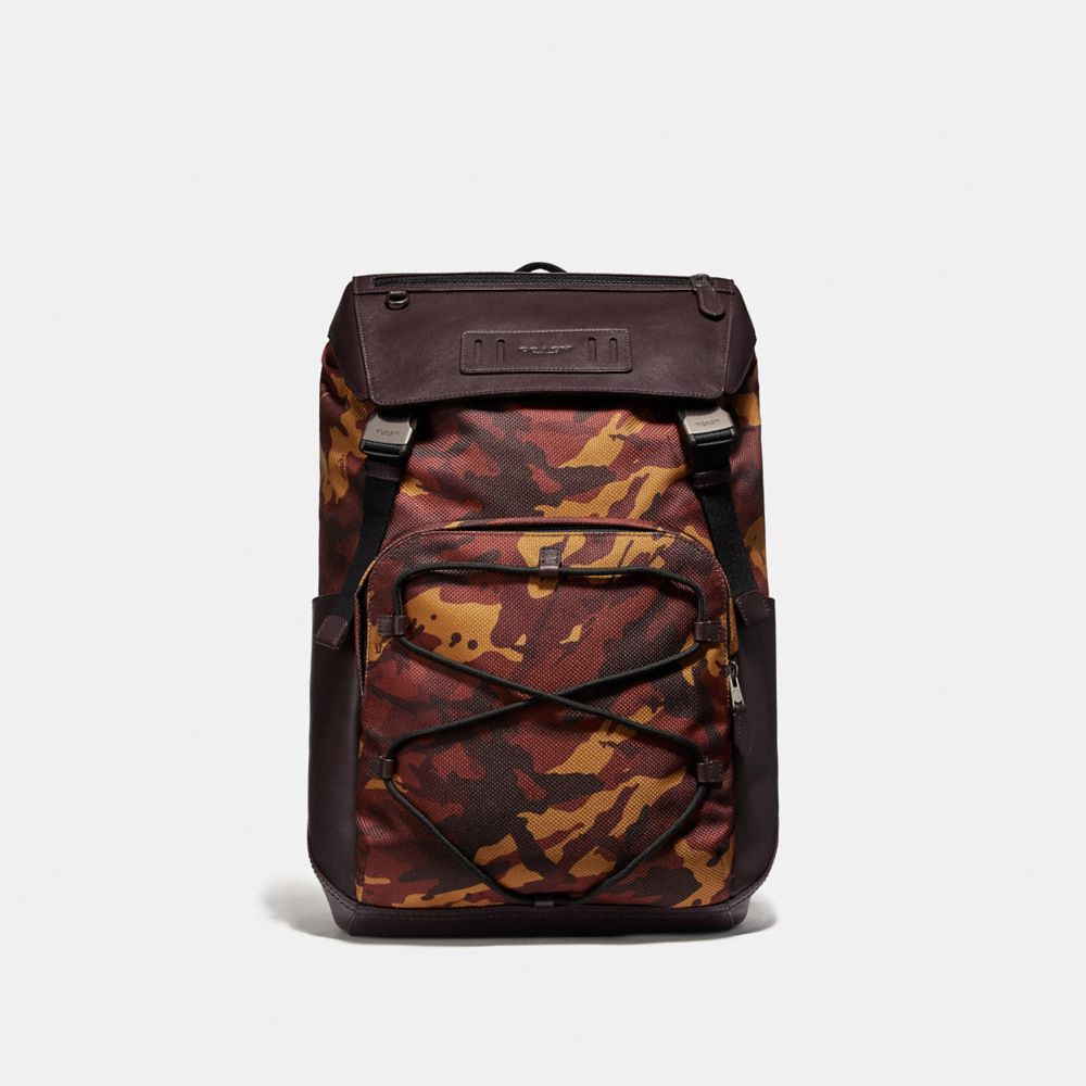 COACH F76786 TERRAIN BACKPACK WITH CAMO PRINT RUST/BLACK-ANTIQUE-NICKEL