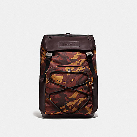 COACH F76786 TERRAIN BACKPACK WITH CAMO PRINT RUST/BLACK ANTIQUE NICKEL