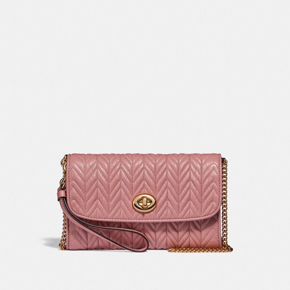 COACH F76823 CHAIN CROSSBODY WITH QUILTING IM/PINK PETAL