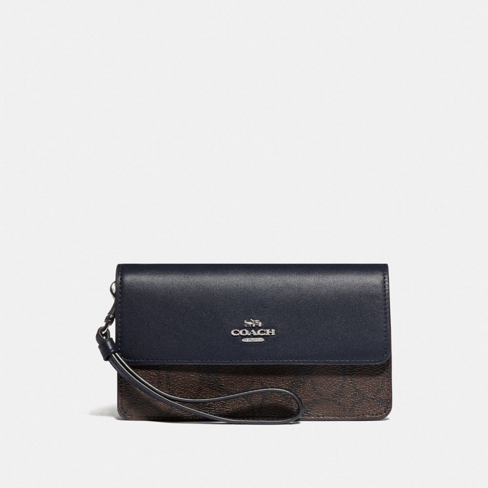 FOLDOVER WRISTLET IN BLOCKED SIGNATURE CANVAS - SV/BROWN MIDNIGHT - COACH F76829