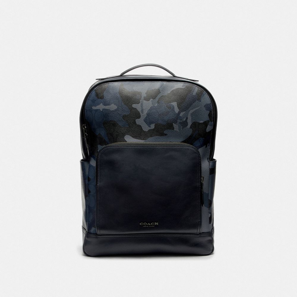 GRAHAM BACKPACK IN SIGNATURE CANVAS WITH CAMO PRINT - BLUE MULTI/BLACK ANTIQUE NICKEL - COACH F76841