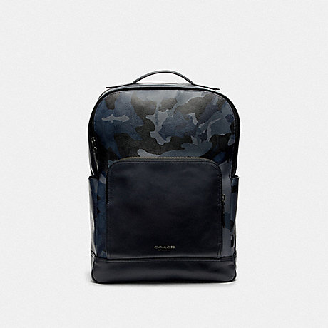 COACH GRAHAM BACKPACK IN SIGNATURE CANVAS WITH CAMO PRINT - BLUE MULTI/BLACK ANTIQUE NICKEL - F76841