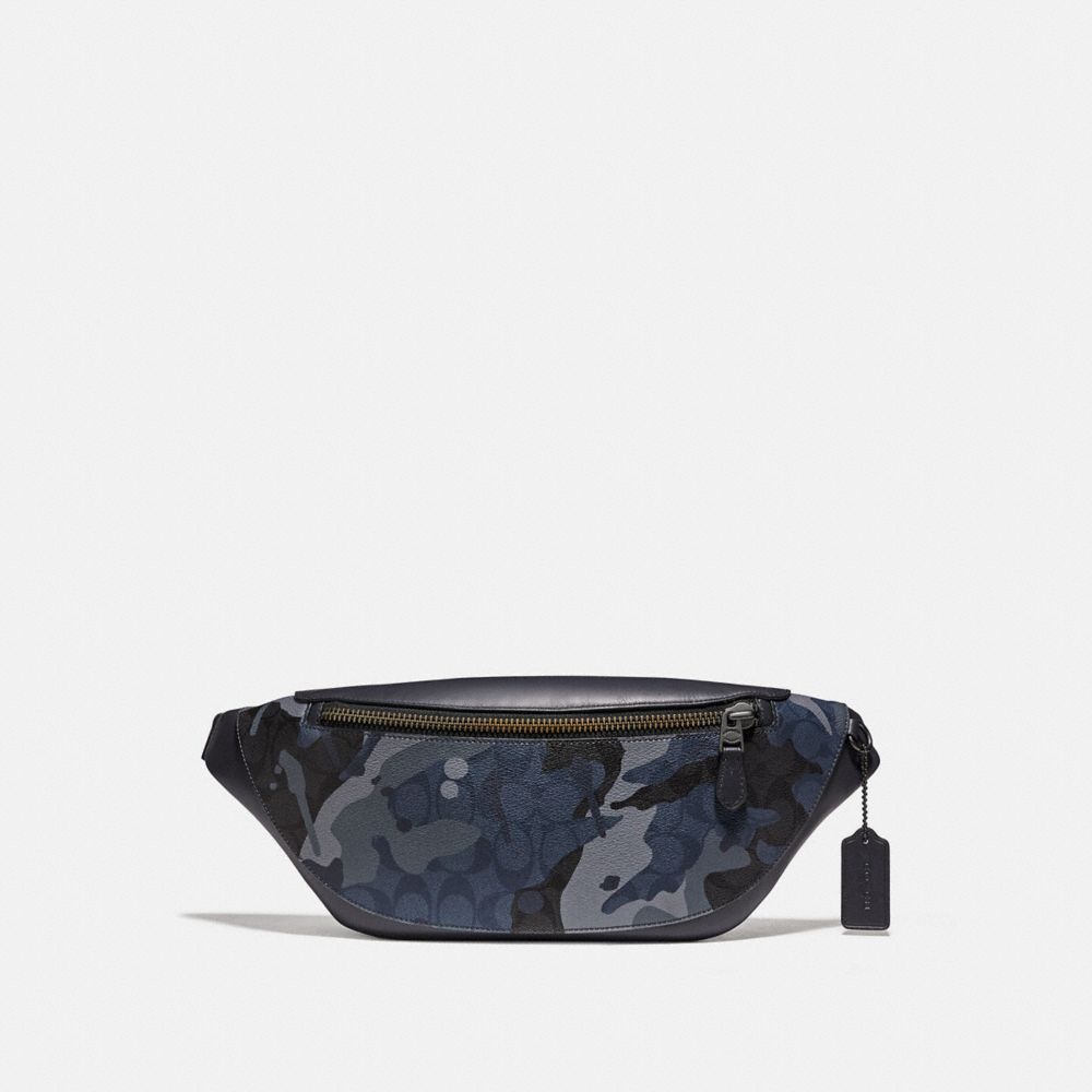 COACH WARREN BELT BAG IN SIGNATURE CANVAS WITH CAMO PRINT - BLUE MULTI/BLACK ANTIQUE NICKEL - F76842