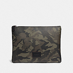 COACH F76852 Large Pouch With Camo Print GREEN/BLACK ANTIQUE NICKEL