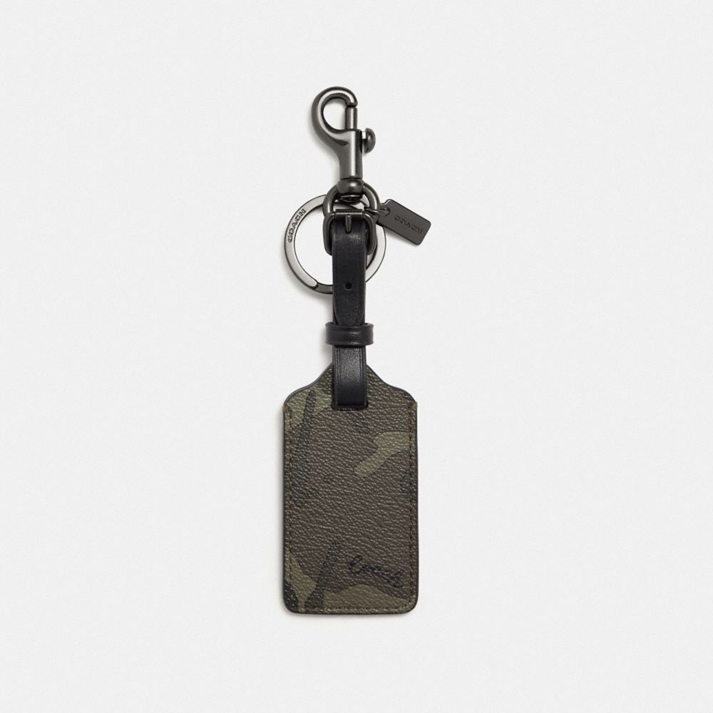 LUGGAGE TAG WITH CAMO PRINT - F76853 - GREEN/BLACK ANTIQUE NICKEL