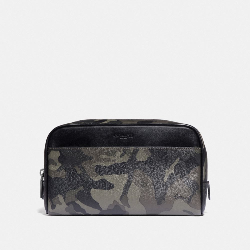 OVERNIGHT TRAVEL KIT WITH CAMO PRINT - F76854 - GREEN/BLACK ANTIQUE NICKEL