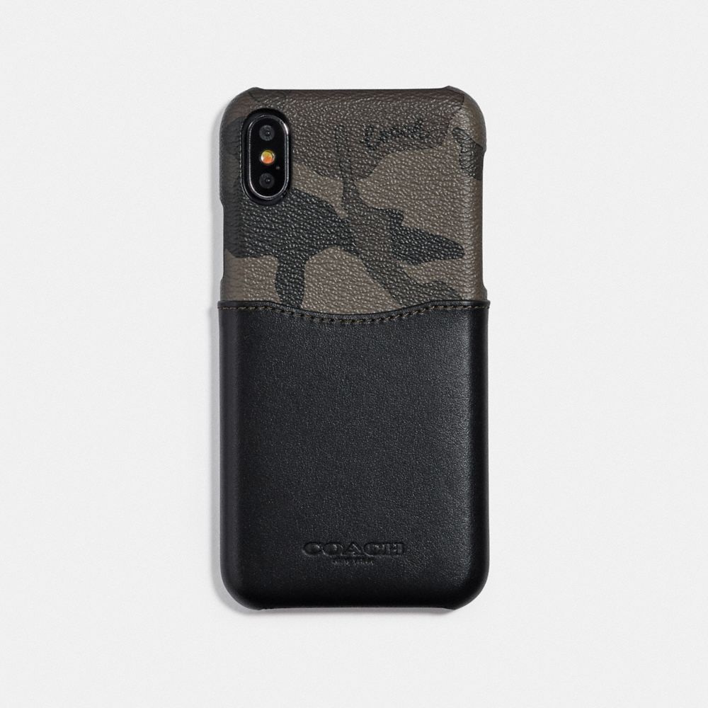 COACH IPHONE X/XS CASE WITH CAMO PRINT - GREEN/BLACK ANTIQUE NICKEL - F76855