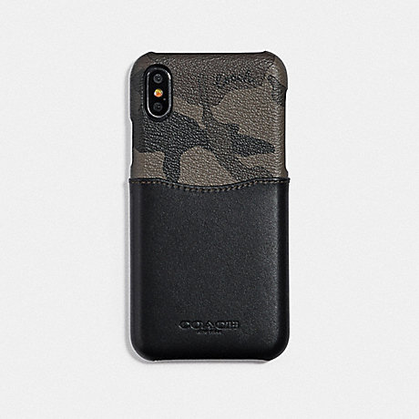 COACH F76855 IPHONE X/XS CASE WITH CAMO PRINT GREEN/BLACK-ANTIQUE-NICKEL
