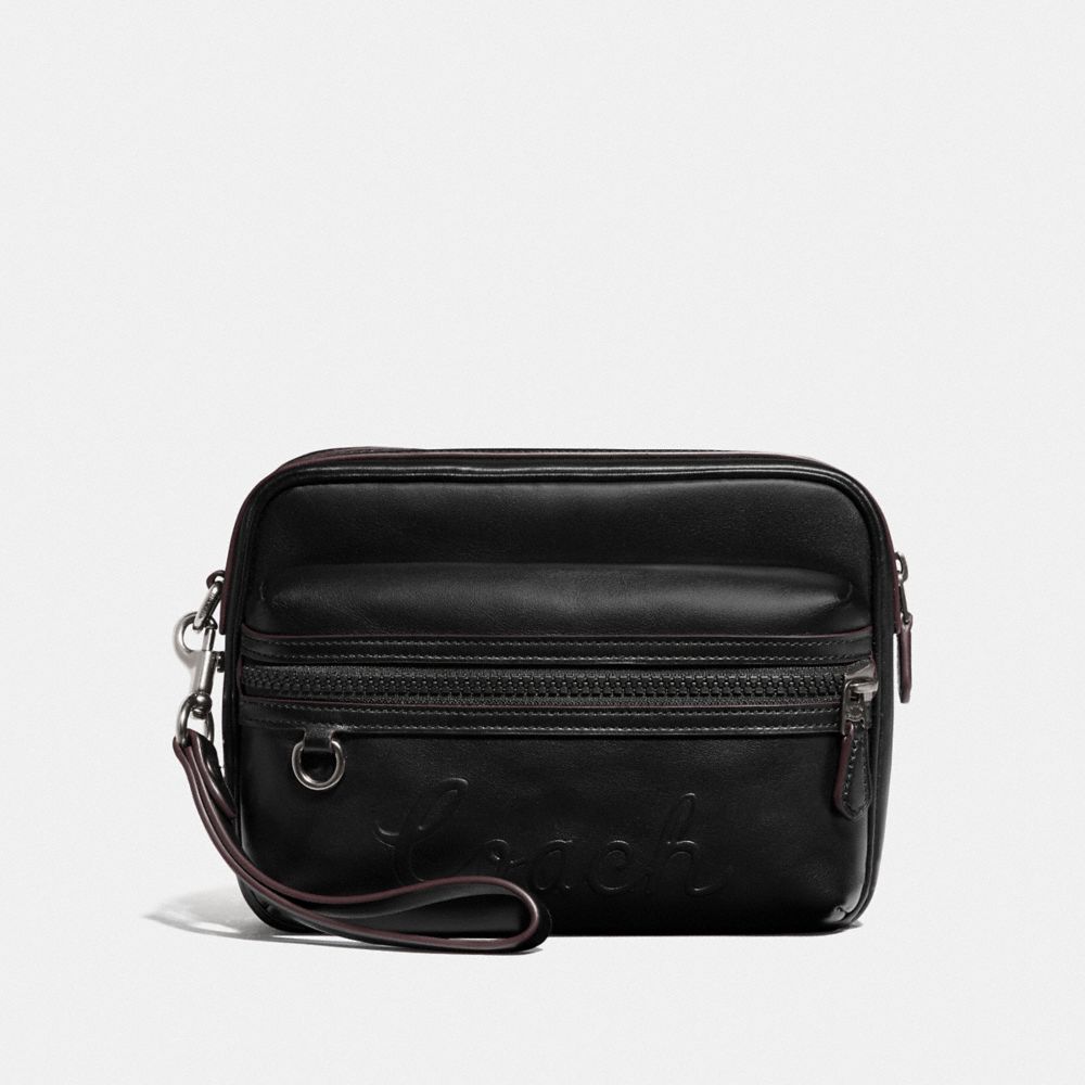 COACH TERRAIN POUCH WITH COACH SCRIPT - BLACK/BLACK ANTIQUE NICKEL - F76861