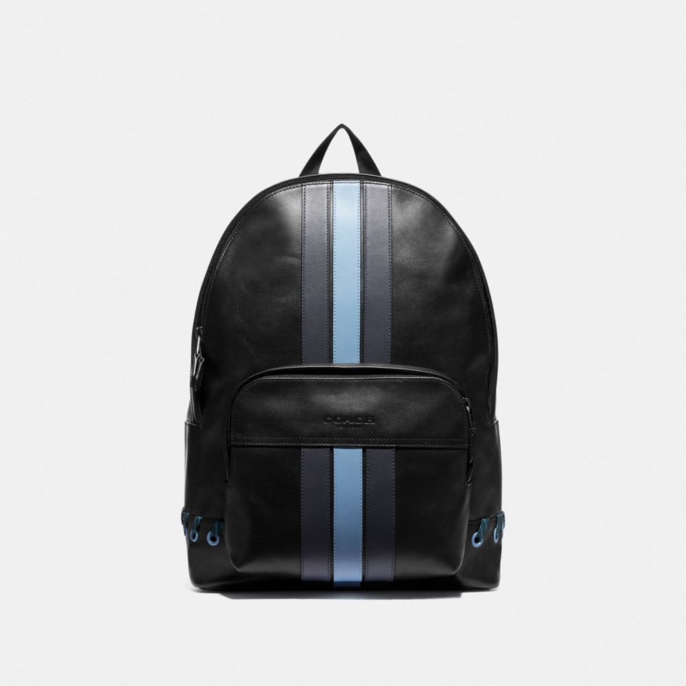 COACH F76868 HOUSTON BACKPACK WITH BASEBALL STITCH BLACK/ MIDNIGHT NAVY/ WASHED BLUE/BLACK ANTIQUE NICKEL