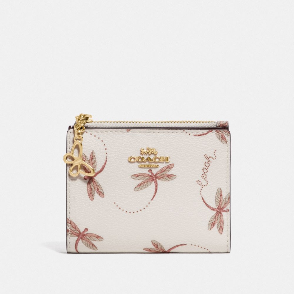 COACH SNAP CARD CASE WITH DRAGONFLY PRINT - IM/CHALK MULTI - F76879