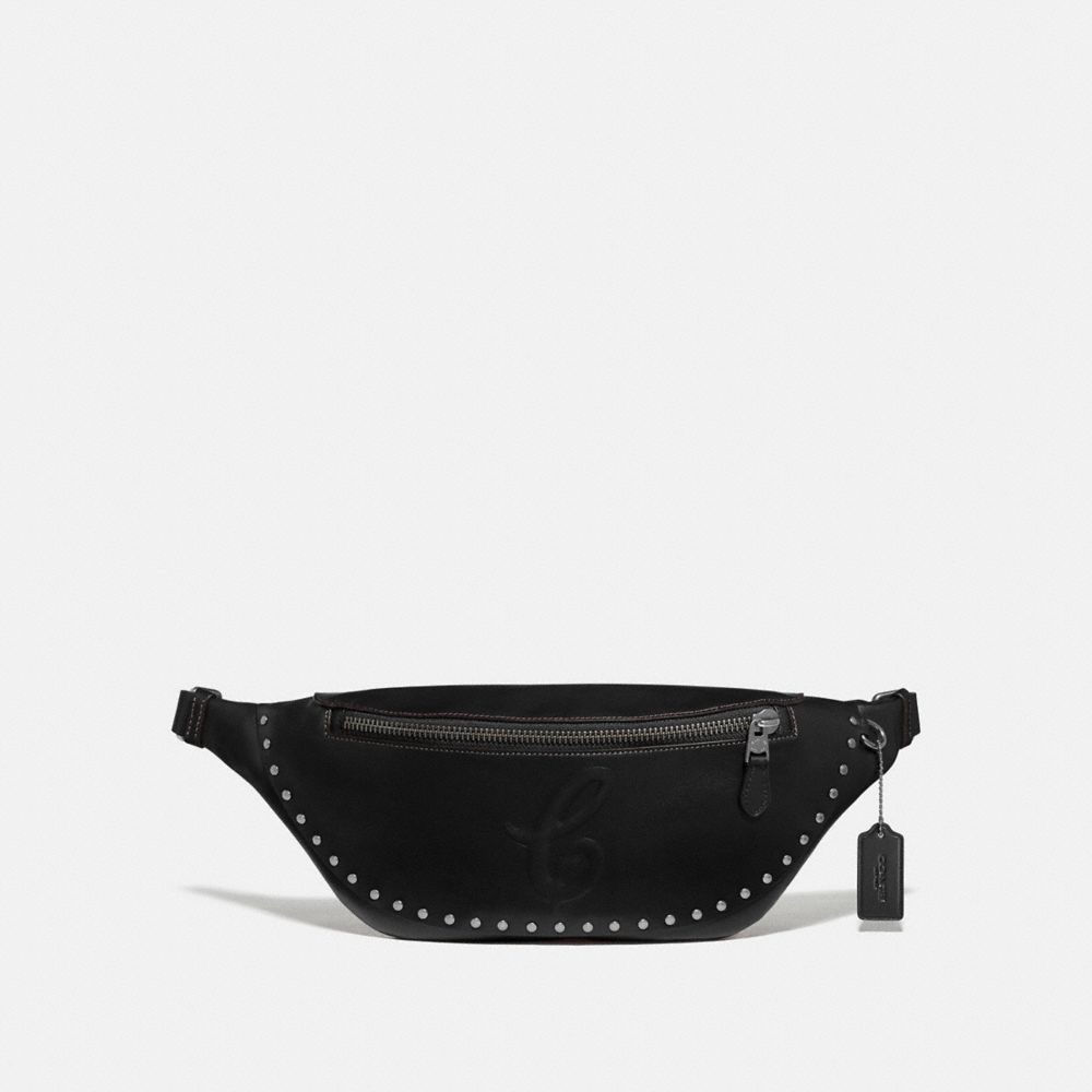 WARREN BELT BAG WITH SIGNATURE MOTIF AND STUDS - F76910 - QB/BLACK