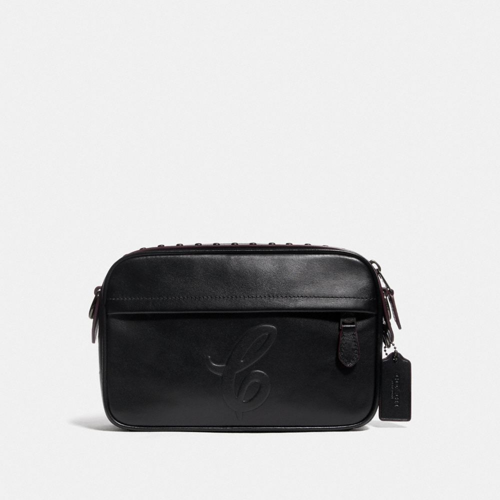 GRAHAM CROSSBODY WITH SIGNATURE MOTIF AND STUDS - QB/BLACK - COACH F76911