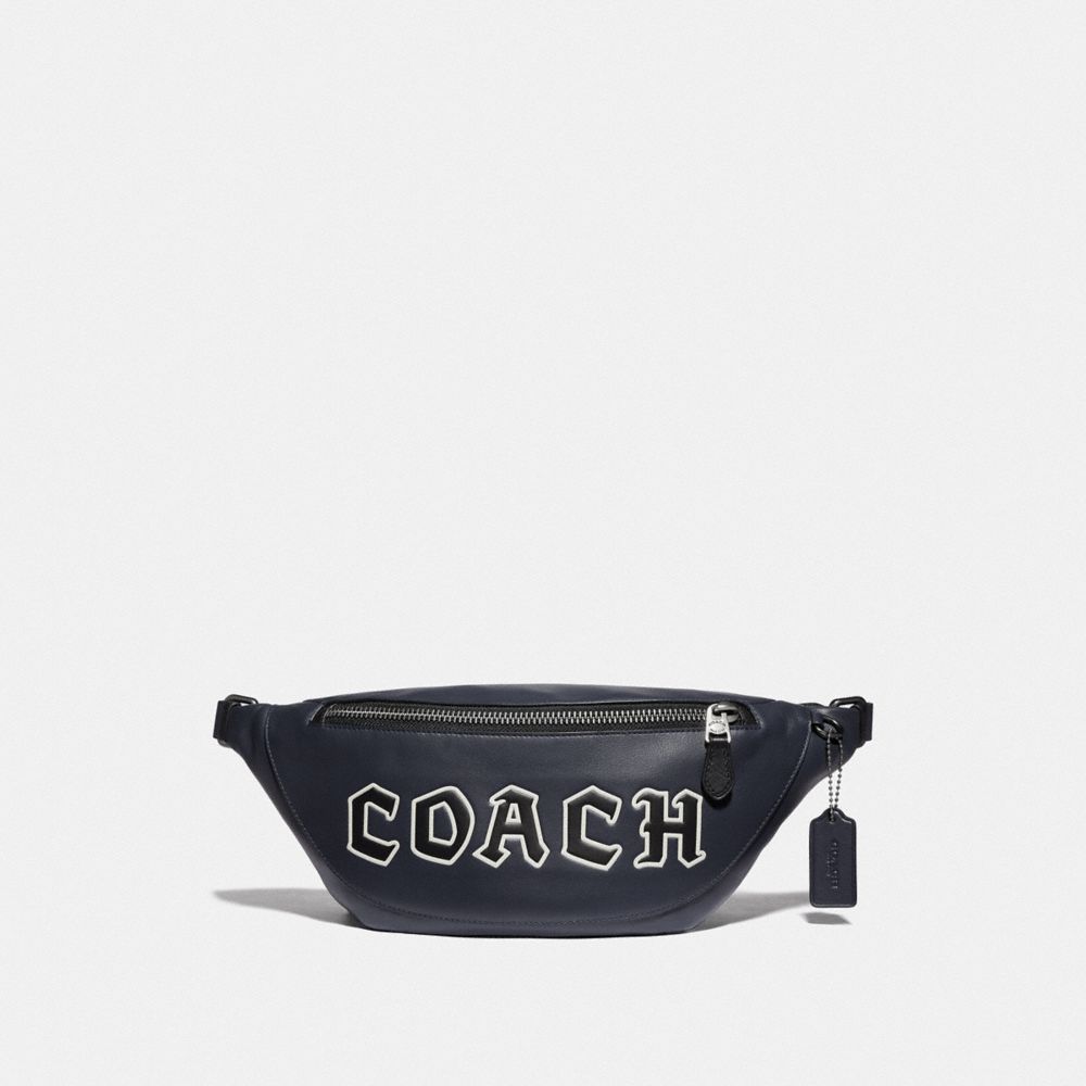 COACH F76925 Warren Belt Bag With Coach Script MIDNIGHT NAVY/BLACK ANTIQUE NICKEL