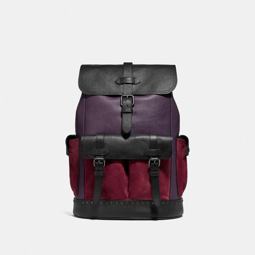 COACH F76928 HUDSON BACKPACK IN COLORBLOCK QB/DEEP PURPLE MULTI