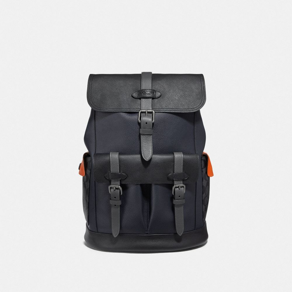 HUDSON BACKPACK WITH COLORBLOCK SIGNATURE CANVAS - QB/MIDNIGHT NAVY MULTI - COACH F76931