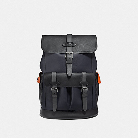 COACH F76931 HUDSON BACKPACK WITH COLORBLOCK SIGNATURE CANVAS QB/MIDNIGHT NAVY MULTI