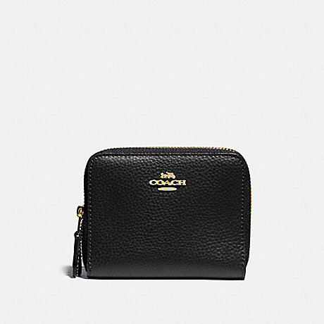 COACH SMALL DOUBLE ZIP AROUND WALLET - BLACK/GOLD - F76935