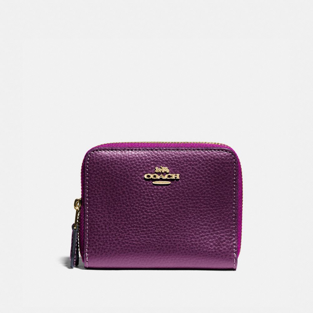 COACH F76935 Small Double Zip Around Wallet IM/METALLIC BERRY