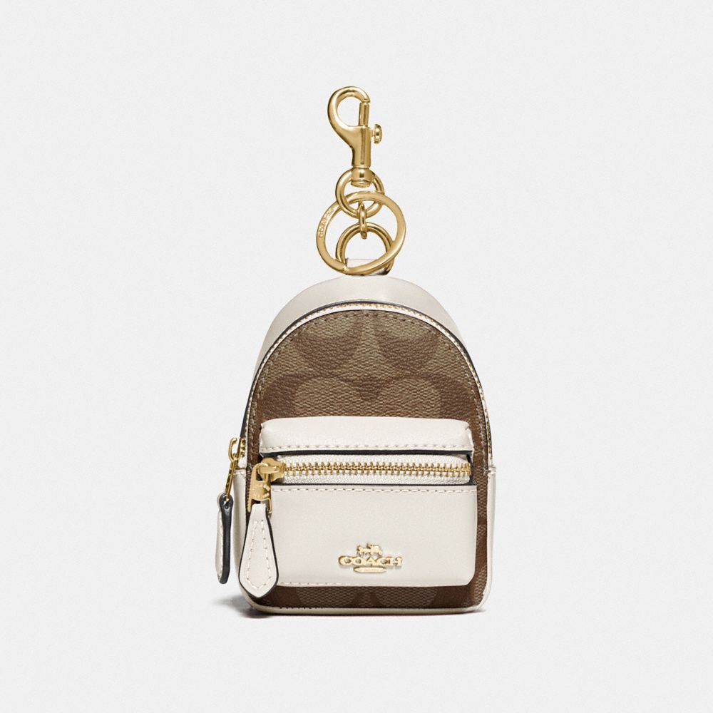 Coach Mini Backpack Coin Case Charm Key Chain (Light Khaki/Rouge) :  : Fashion