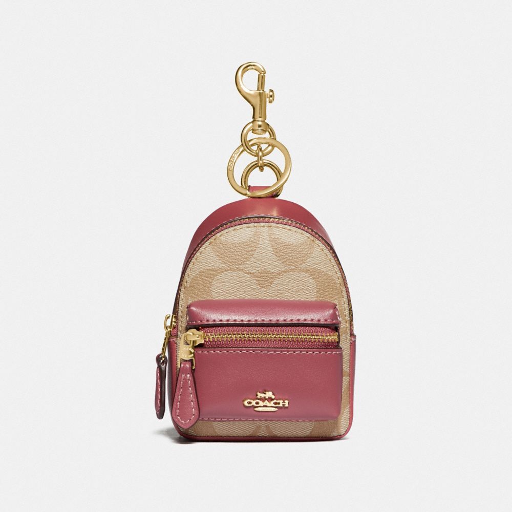 Coach Mini Backpack Coin Case Charm Key Chain (Light Khaki/Rouge) :  : Fashion