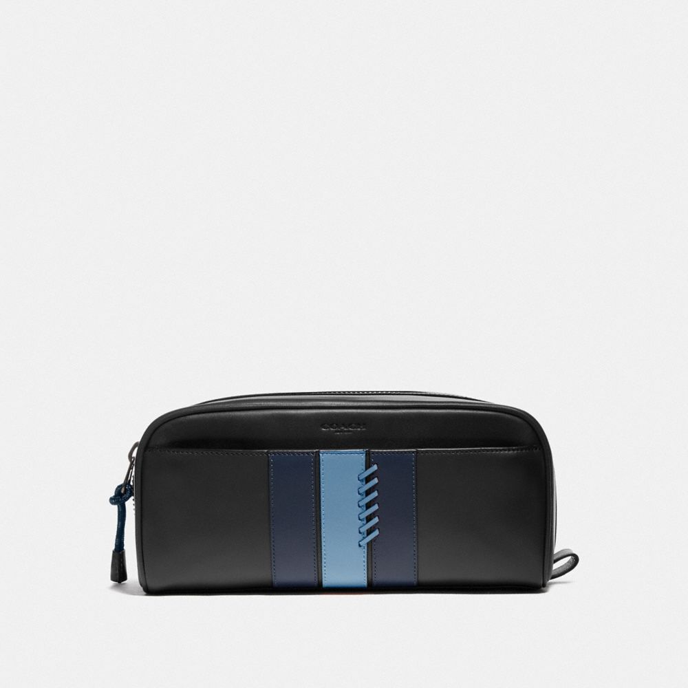 DOPP KIT WITH BASEBALL STITCH - F76945 - BLACK/ MIDNIGHT NAVY/ WASHED BLUE/BLACK ANTIQUE NICKEL