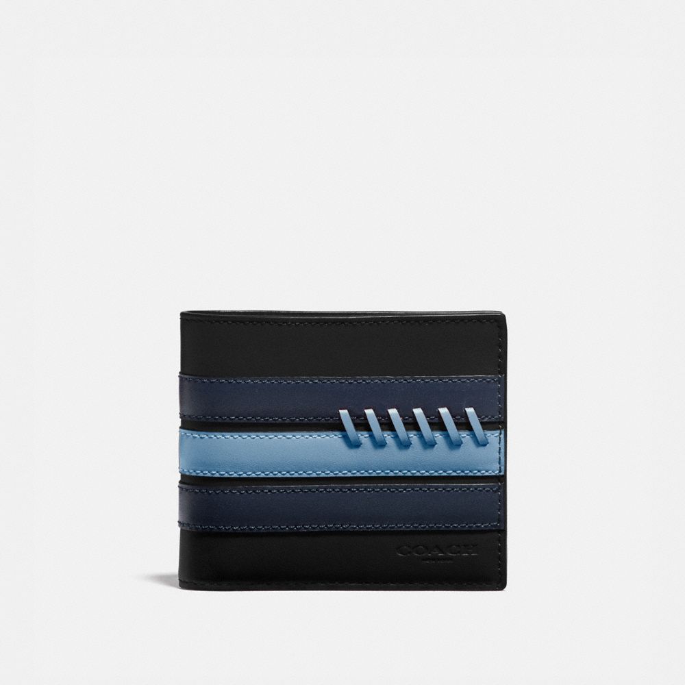 3-IN-1 WALLET WITH BASEBALL STITCH - BLACK/ MIDNIGHT NAVY/ WASHED BLUE/BLACK ANTIQUE NICKEL - COACH F76947