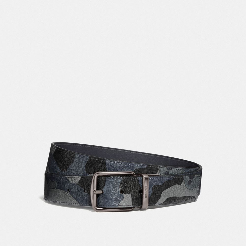 COACH F76949 CUT-TO-SIZE REVERSIBLE BELT IN SIGNATURE CANVAS WITH CAMO PRINT BLUE MULTI/BLACK ANTIQUE NICKEL