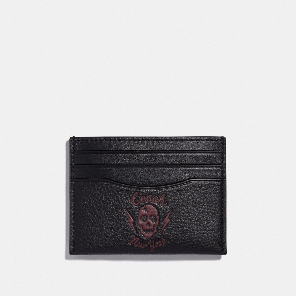 COACH F76962 SLIM CARD CASE WITH SKULL MOTIF QB/BLACK-MULTI