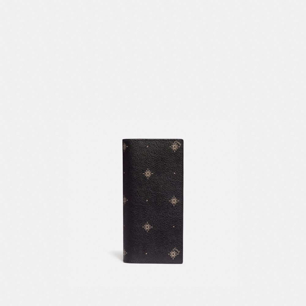 COACH BREAST POCKET WALLET WITH GEO FOULARD PRINT - BLACK MULTI/NICKEL - F76984