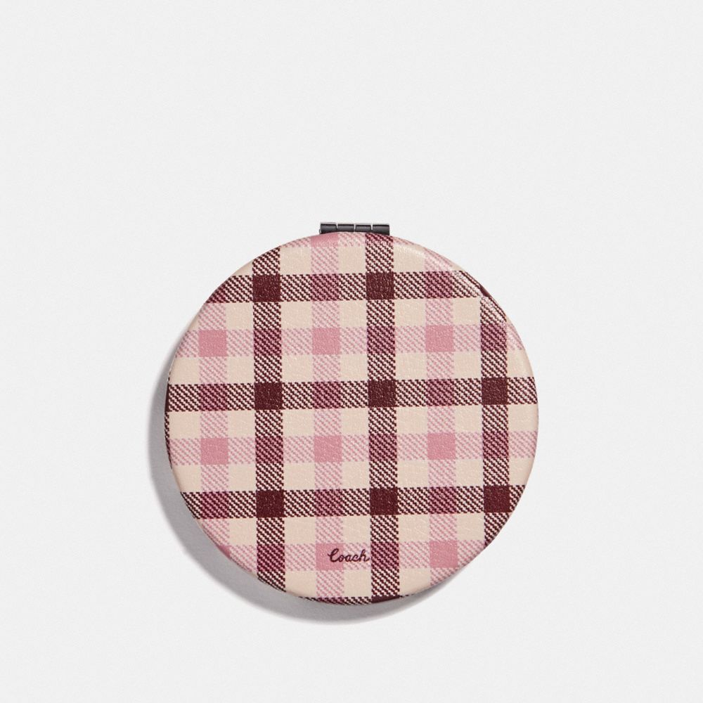 COACH GINGHAM MIRROR - BROWN/PINK - F76992