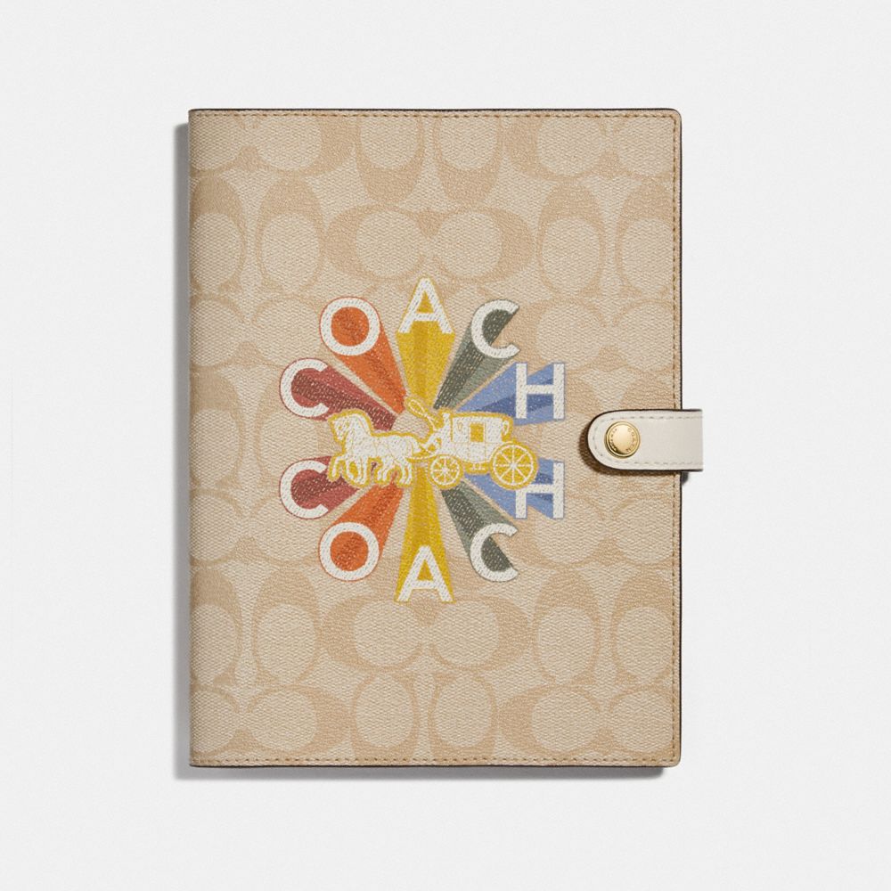 COACH NOTEBOOK IN SIGNATURE CANVAS WITH COACH RADIAL RAINBOW - MULTICOLOR - F76993