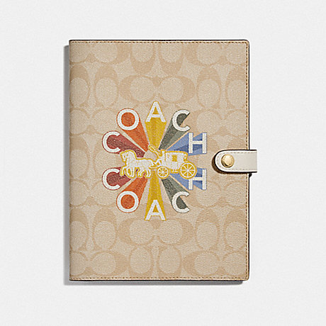 COACH NOTEBOOK IN SIGNATURE CANVAS WITH COACH RADIAL RAINBOW - MULTICOLOR - F76993