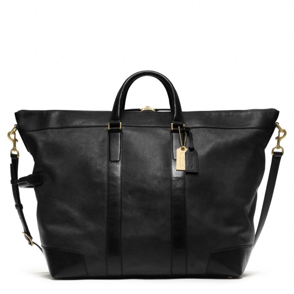 CROSBY LEATHER DUFFLE - f77247 - BRASS/BLACK