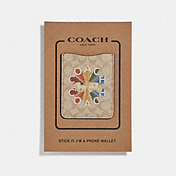 COACH F77257 Phone Pocket Sticker In Signature Canvas With Coach Radial Rainbow LIGHT KHAKI