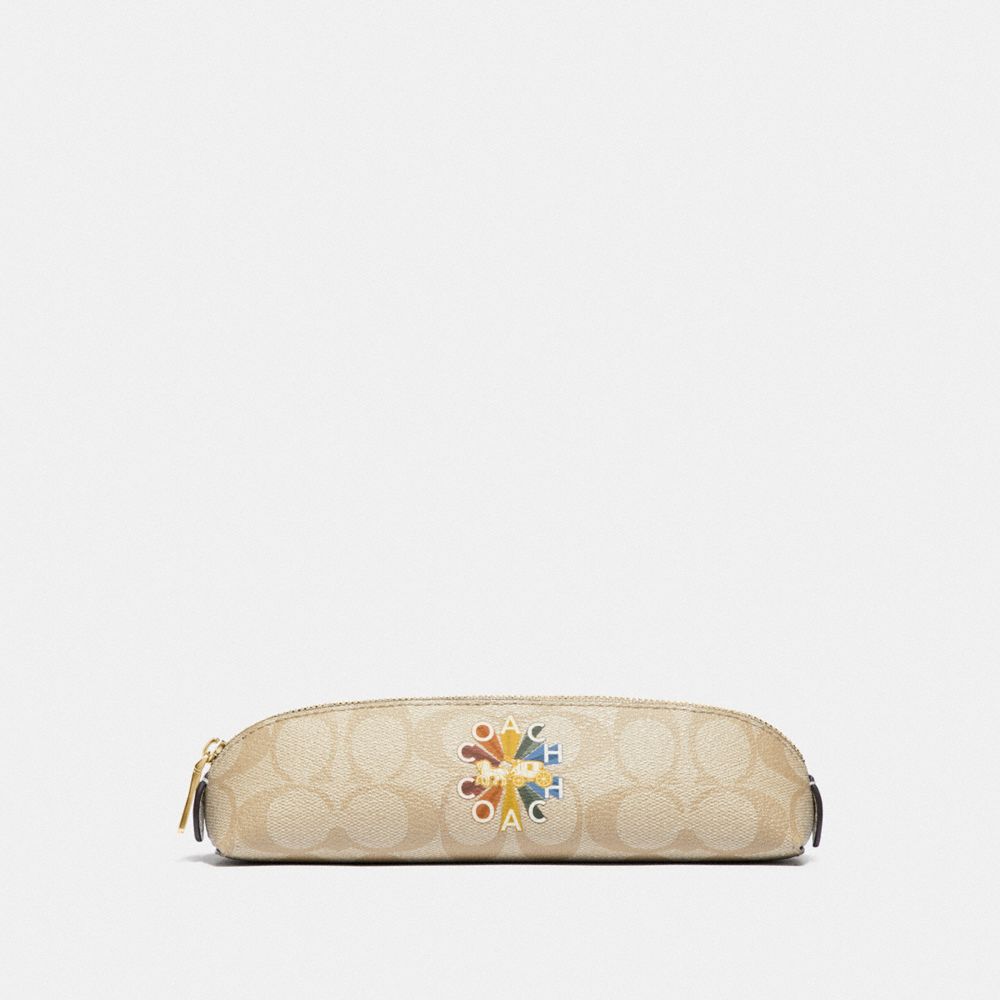 COACH PENCIL CASE IN SIGNATURE CANVAS WITH COACH RADIAL RAINBOW - MULTICOLOR - F77258