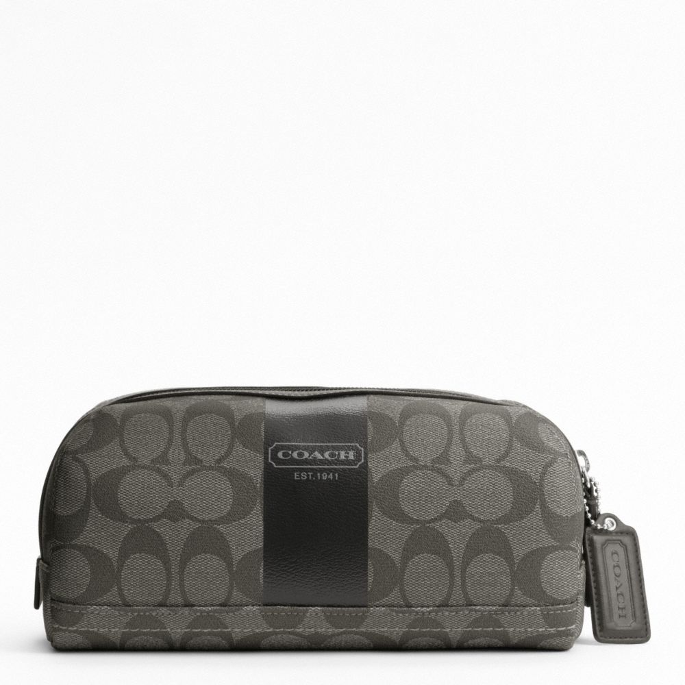 COACH f77279 COACH HERITAGE STRIPE TRAVEL KIT SILVER/GREY/CHARCOAL