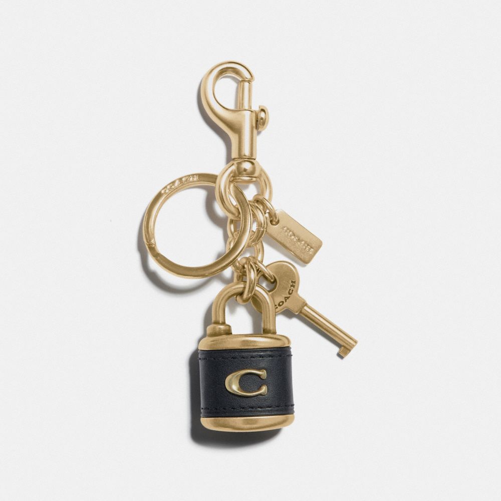 COACH F77290 Lock And Key Bag Charm BLACK/GOLD