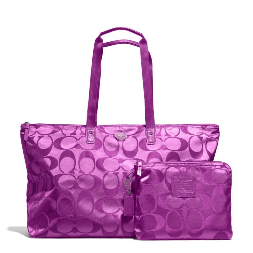 GETAWAY SIGNATURE NYLON LARGE PACKABLE WEEKENDER - f77316 - SILVER/VIOLET