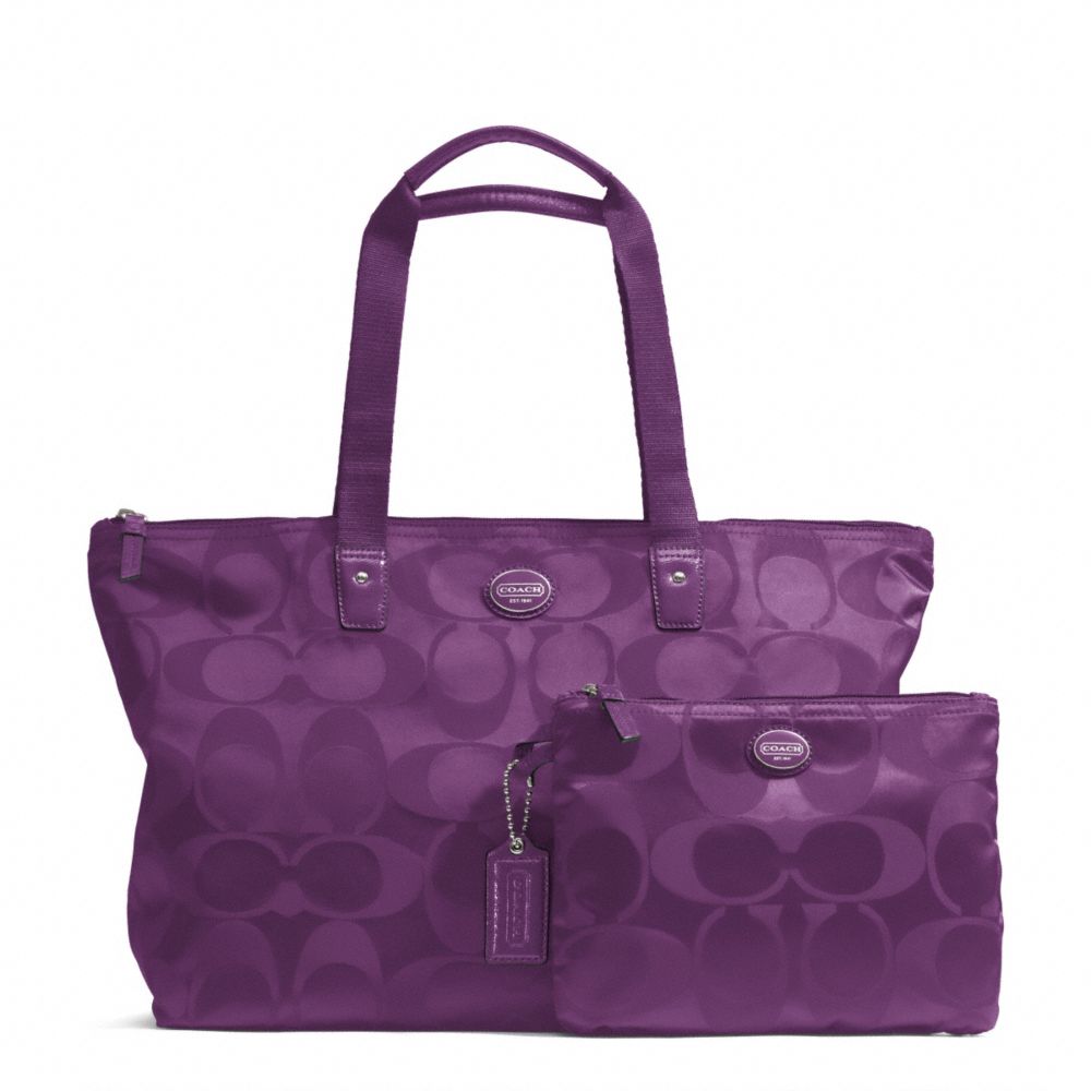 GETAWAY SIGNATURE NYLON PACKABLE WEEKENDER - f77321 - SILVER/AMETHYST