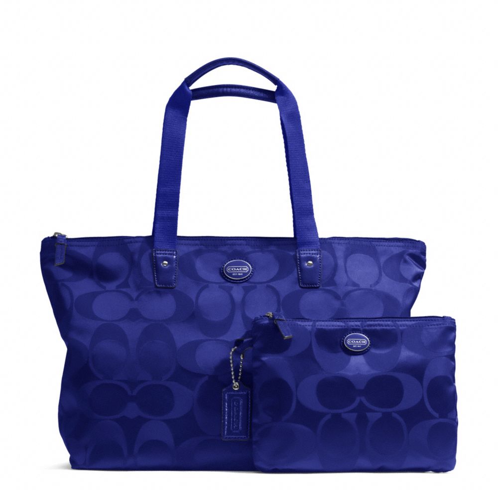 GETAWAY SIGNATURE NYLON PACKABLE WEEKENDER - SILVER/INDIGO - COACH F77321