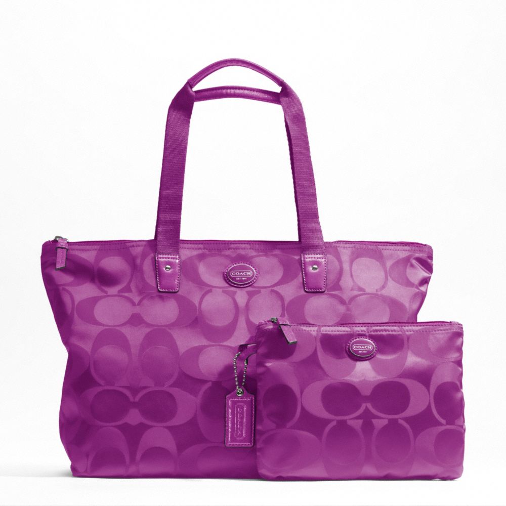 GETAWAY SIGNATURE NYLON PACKABLE WEEKENDER - SILVER/VIOLET/VIOLET - COACH F77321