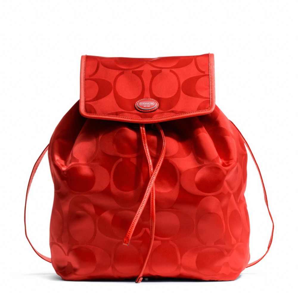 COACH GETAWAY SIGNATURE PACKABLE BACKPACK - SILVER/VERMILLION - F77350