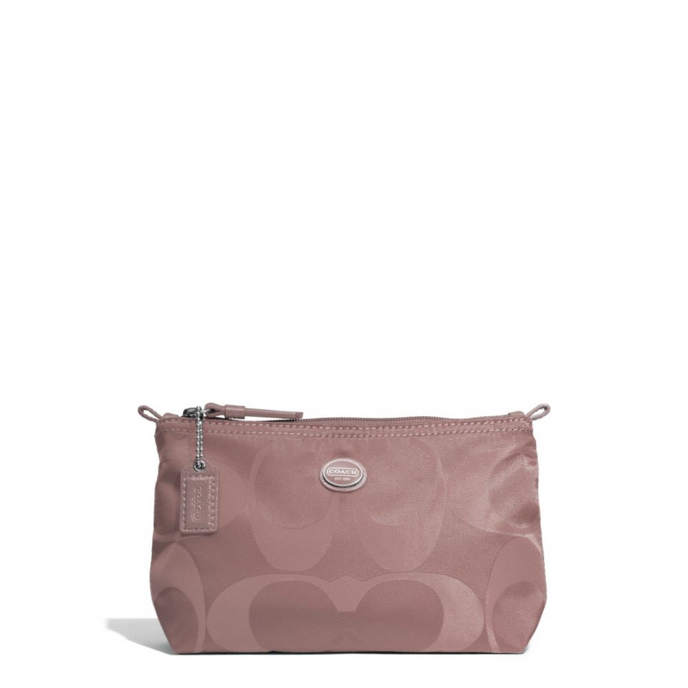 GETAWAY SIGNATURE NYLON MINI COSMETIC POUCH - SILVER/MAUVE - COACH F77382