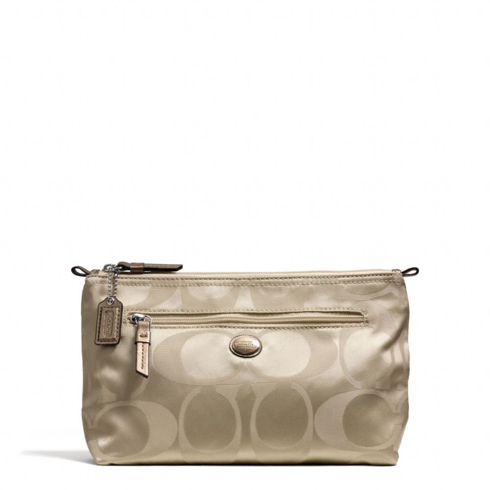 GETAWAY SIGNATURE NYLON COSMETIC POUCH - f77391 - SILVER/LIGHT KHAKI